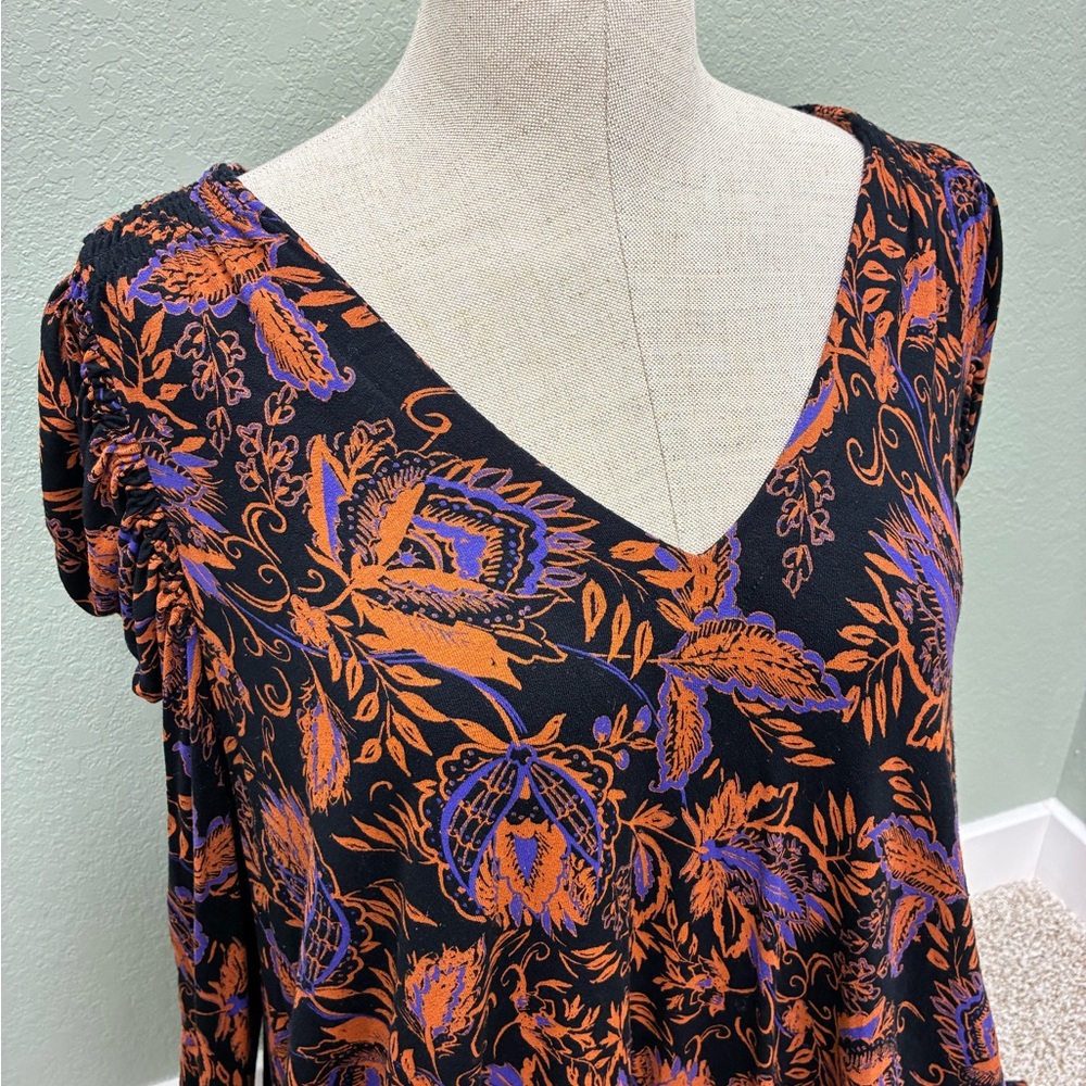 Free People Orange and Purple/blue Floral Tunic - Picture 5 of 12
